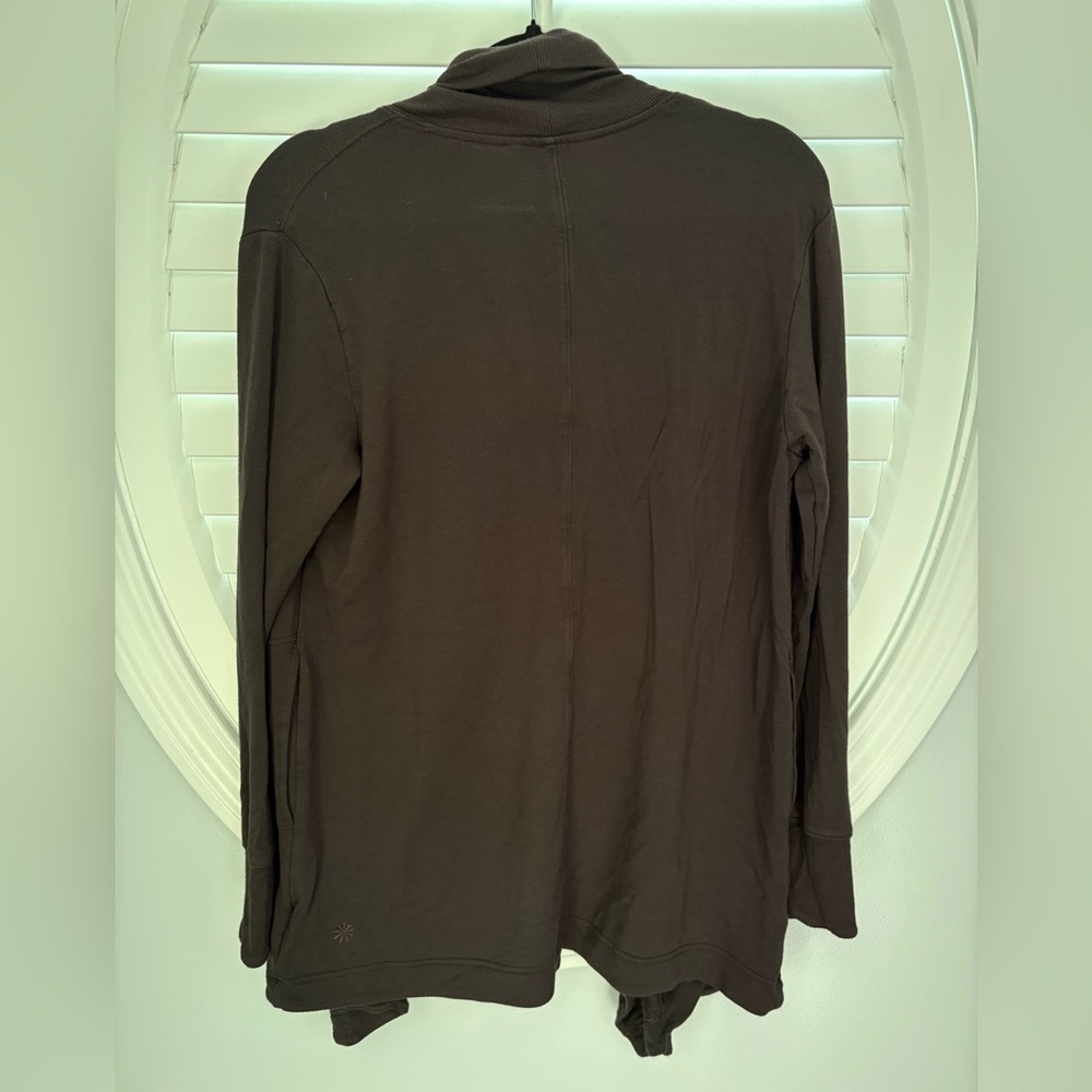Athleta Pranayama Restore Wrap, a lightweight, open-front cardigan, brown sz S - Picture 9 of 9